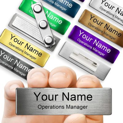 Metal Engraved Name Badge, Custom Name Tag, Personalized Plastic Or Metal ID Name Plate, Solid Brass Name Tag With Magnetic, Pin Or Clutch Back, Military, Police, Fire Department Name Badge ID Pin