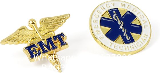 Emergency Medical Technician "EMT" Lapel Pin Set American Flag Uniform Pin For Police and Firefighters Metal Name Badges Engraved Metal Police Fire ornaments Better Badges