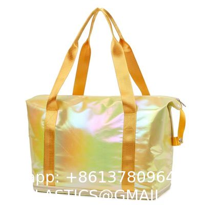 Beach Bag 26L Large Iridescent Waterproof Beach Tote Bag For Women With Zipper & Phone Pouch Sand/Tip-Proof Crossbody