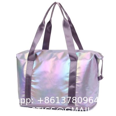 Beach Bag 26L Large Iridescent Waterproof Beach Tote Bag For Women With Zipper & Phone Pouch Sand/Tip-Proof Crossbody