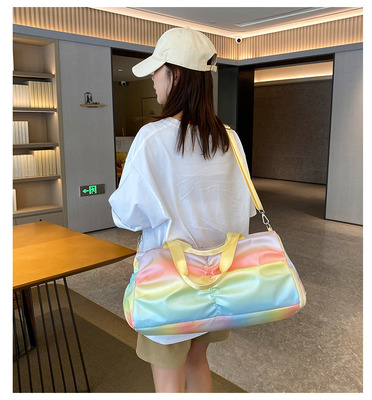 Holographic Shimmering Gym Duffle Bag With Shoes Compartment & Wet Pocket, Women Weekend Overnight Travel Bag Gymnastic Dance Bag For Girl