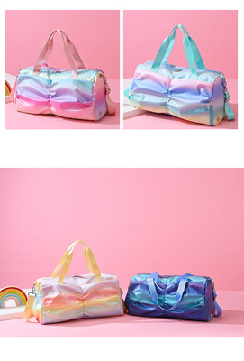 Gym Bag Sports Duffle Bag With Wet Pocket Weekender Overnight Bag With Waterproof Shoe Pouch And Air Hole For Girls Kids Women Travel Foldable Bag