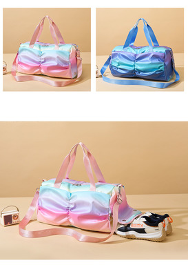 Gym Bag Sports Duffle Bag With Wet Pocket Weekender Overnight Bag With Waterproof Shoe Pouch And Air Hole For Girls Kids Women Travel Foldable Bag
