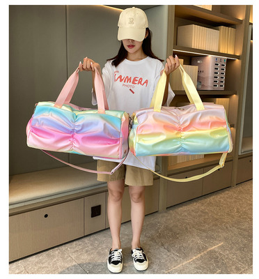 Gym Bag Sports Duffle Bag With Wet Pocket Weekender Overnight Bag With Waterproof Shoe Pouch And Air Hole For Girls Kids Women Travel Foldable Bag