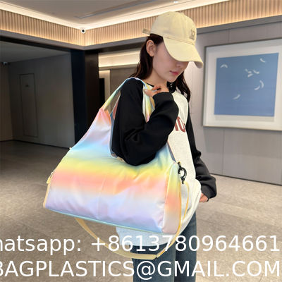Gym Bag For Women With Wet Pocket & Shoe Compartment, Sports Duffel Overnight Weekender Hospital Workout Carry On Bag For Girls, Holographic Purse Ideal For Travel, Swimming, Dance