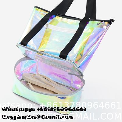 Magic Pouch Cute Clear Iridescent Holographic Makeup Bag Toiletry Cosmetic Bag Gifts For Women Girls Teens Friends Bachelorette Rainbow Waterproof