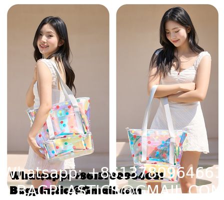 Magic Pouch Cute Clear Iridescent Holographic Makeup Bag Toiletry Cosmetic Bag Gifts For Women Girls Teens Friends Bachelorette Rainbow Waterproof