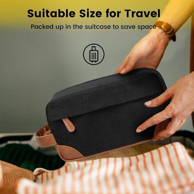 Travel Toiletry Bag For Women And Men, Water-Resistant Shaving Bag For Toiletries Accessories, Foldable Storage Bags With Divider And Handle For Cosmetics Toiletries Brushes Tools