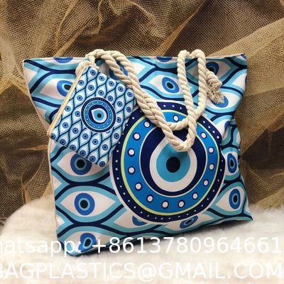 Devil'S Eye Women'S Beach Bag Pure Cotton Portable Large Capacity Canvas Bag Can Be Printed Logo Seaside Shoulder Bag Fabric