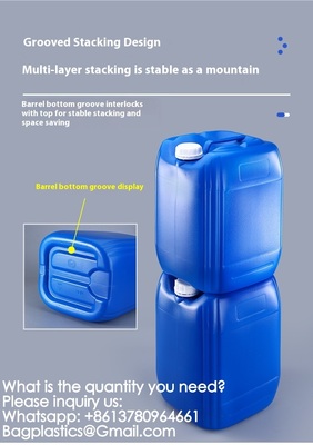 25L Plastic Barrel White Food Grade Square Jerry Can HDPE 25 Litre Chemical Drum Transparent 25 KGS Container Food Grade Square Plastic Bucket Jerrycan Laboratory Waste Liquid Drums Thickened Stack