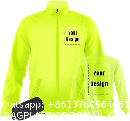 Safety Windbreaker Customizable 360 Reflective Stripe Long Sleeve Safety Apparel Jackets In Green Orange Black With Three Pockets And Zip Closure