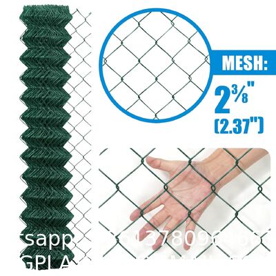 Wire 9 Gauge Green Vinyl Coated Galvanized Steel Chain Link Fence Fabric, Diamond Mesh Size 2-3/8 Inch, Galvanized Fencing Wire Roll For Garden And Animals Enclosure