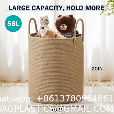 80L Extra Large Jute Woven Hamper Laundry Basket Wicker Rope Clothes Hamper For Baby Nursery Kids Tall Rattan Blanket Basket In Living Room Bedroom