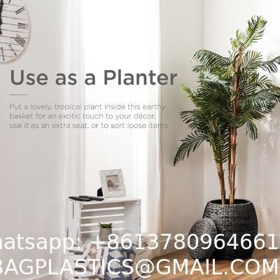 Products Vintage Multipurpose Hyacinth Storage Basket, Plant DéCor, Handwoven Organizer Tote For Bedroom, Living Room, Bathroom, W/Lid - Natural