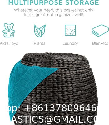 Products Vintage Multipurpose Hyacinth Storage Basket, Plant DéCor, Handwoven Organizer Tote For Bedroom, Living Room, Bathroom, W/Lid - Natural