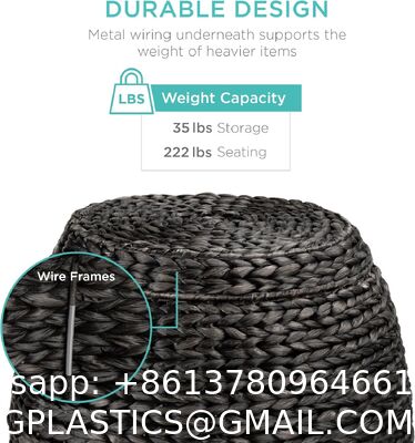 Products Vintage Multipurpose Hyacinth Storage Basket, Plant DéCor, Handwoven Organizer Tote For Bedroom, Living Room, Bathroom, W/Lid - Natural