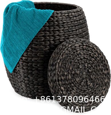 Products Vintage Multipurpose Hyacinth Storage Basket, Plant DéCor, Handwoven Organizer Tote For Bedroom, Living Room, Bathroom, W/Lid - Natural