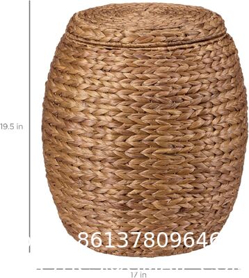 Products Vintage Multipurpose Hyacinth Storage Basket, Plant DéCor, Handwoven Organizer Tote For Bedroom, Living Room, Bathroom, W/Lid - Natural