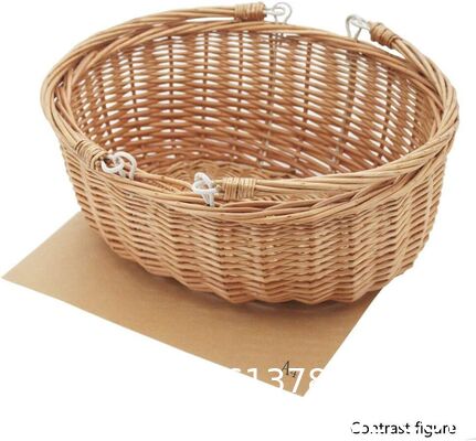 Wicker Picnic Basket With Double Leather Handles, Natural Willow Hamper For Easter Eggs Candy Wine Toy Flower Wedding Gifts