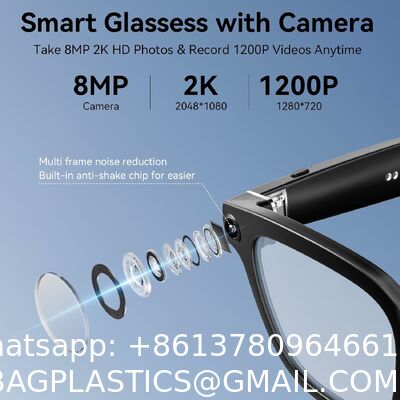 AI Smart Glasses with Camera, 1080P Video Recording Glasses, 8MP Camera Glasses, Real Time Translation, ChatGPT AI Voice Assistant, Open-Ear Audio,Sunglasses  Color-Changing Clear and Green Lense