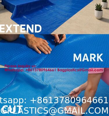 Solar In-Ground Pool Cover Winter Swimming Pool Bubble Cover Pool Cover Solar Cover with Roller Thermostatic Pool Plastic Pool Covers Lightfast Solar Resistant Polycarbonate Swimming Pool Cover