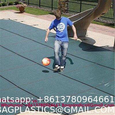 Inground Pool Safety Cover - Rectangle Green Heavy Duty Mesh, Triple Stitched & Rain Permeable, Installation Hardware Included (We Make Custom Size)