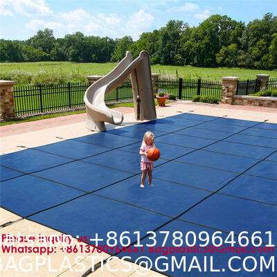 Inground Pool Safety Cover - Rectangle Green Heavy Duty Mesh, Triple Stitched & Rain Permeable, Installation Hardware Included (We Make Custom Size)