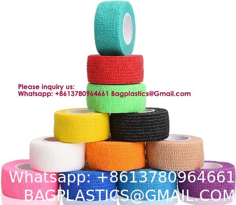 12 Colors Non-Wonven Self Adhesive Bandage Wrap For Finger Guard Nail Protector, 2.5cm X 4.5m / 1" X 5yd Waterproof Cohesive Elastic Tape Sports Fixing Band Stretch Wrap