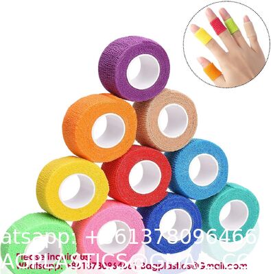 12 Colors Non-Wonven Self Adhesive Bandage Wrap For Finger Guard Nail Protector, 2.5cm X 4.5m / 1" X 5yd Waterproof Cohesive Elastic Tape Sports Fixing Band Stretch Wrap