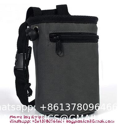 Zip Pocket Zippered Chalk Powder Tote Pouch With Reinforced Drawstring Large Mouth Opening For Pet Dog Outdoor Safe Exercise Training Drawstring Closure Chalk Bag