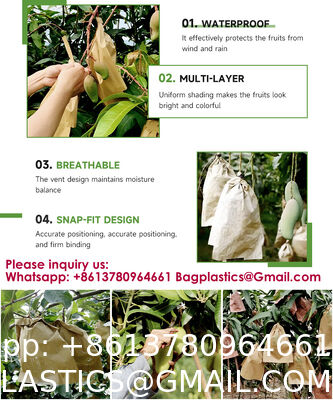 Custom Fruit Protection Bags Double-Layer Thickened Paper Bags Universal For Pear & Apple Trees Factory Wholesale Protection Bags Sunproof, Insect & Disease Resistant