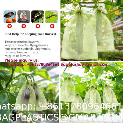 Fruit Protection Bags, Fruit Bags For Fruit Trees, Green Netting Fruit Cover Bags Drawstring Mesh Fruit Protectors Pest Barrier For Fruit Trees Veggies Garden