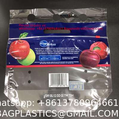 Market Keep Fresh Plastic Packing Bag For Fruits Pluots Apple Grape Banana Fresh Fruit Package Bag Vegetable Packaging Reusable Zipper Fruit Packaging Bag Transparent Clear Vegetables Stand up Bag