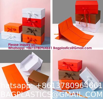 Gift Boxes With Ribbon Foldable Set Of 5 Glossy Finish Magnetic Gift Boxes For Luxury Presentations And Groomsmen Proposal Foldable Magnetic Box CARDBOARD BOX PAPER BOX