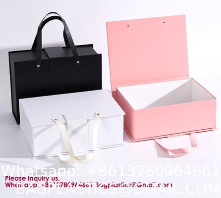 Luxury Foldable Gift Box With Removable Ribbon | Collapsible Box With Magnetic Closure | Weddings, Bridal Showers, Corporate Gifts | 100% Recycled Paper (Medium Large, Metallic Copper)