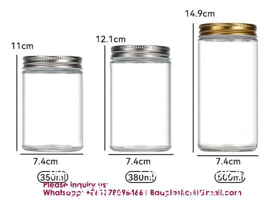 Clear Transparent Glass Cream Jars Metal Lid 4oz Spiral Mouth Aluminum Body Butter For Skin Care Cosmetic, Glass Jars Small Clear Vials with Screw Caps Tiny Containers