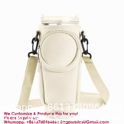 RhineStone Decoration Acessories, Tumbler With Handle,Pink Insulated Neoprene Cup Holder Pouch W/Adjustable Strap For Quencher H2.0 Stanley Cup Accessories
