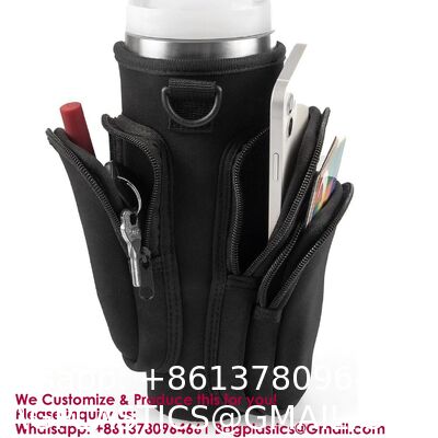 RhineStone Decoration Acessories, Tumbler With Handle,Pink Insulated Neoprene Cup Holder Pouch W/Adjustable Strap For Quencher H2.0 Stanley Cup Accessories