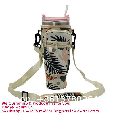 Water Bottle Carrier Bag for Stanley Cup 40/30oz with Phone Holder Pockets, Neoprene Water Bottle cup Holder Pouch Bottle Carrier Bag Stanley Cup bag Stanley Cup sleeve Stanley Cup holder