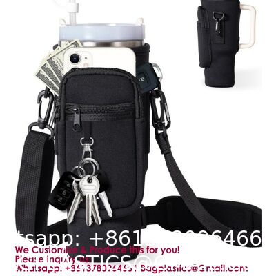 Water Bottle Carrier Bag for Stanley Cup 40/30oz with Phone Holder Pockets, Neoprene Water Bottle cup Holder Pouch Bottle Carrier Bag Stanley Cup bag Stanley Cup sleeve Stanley Cup holder