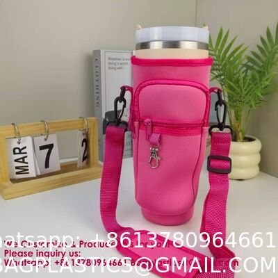 Neoprene 40oz Water Bottle Carrier Bag With Shoulder Strap IPhone Pocket Water Bottle Holder Pouch Stanley Cup Accessories