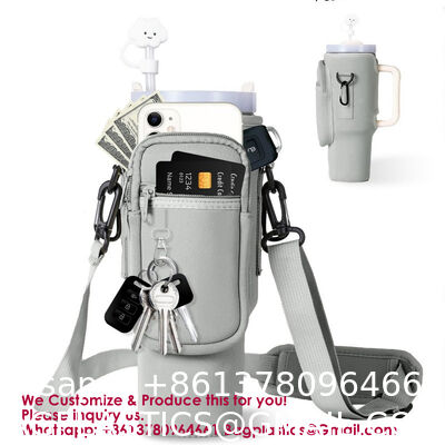 Neoprene 40oz Water Bottle Carrier Bag With Shoulder Strap IPhone Pocket Water Bottle Holder Pouch Stanley Cup Accessories