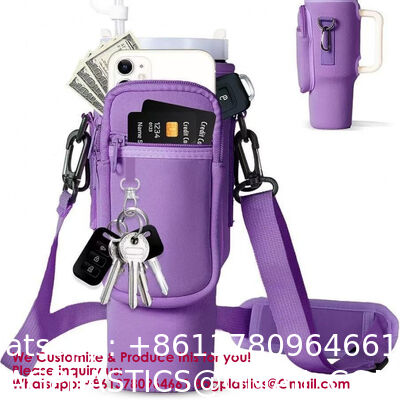 Neoprene 40oz Water Bottle Carrier Bag With Shoulder Strap IPhone Pocket Water Bottle Holder Pouch Stanley Cup Accessories