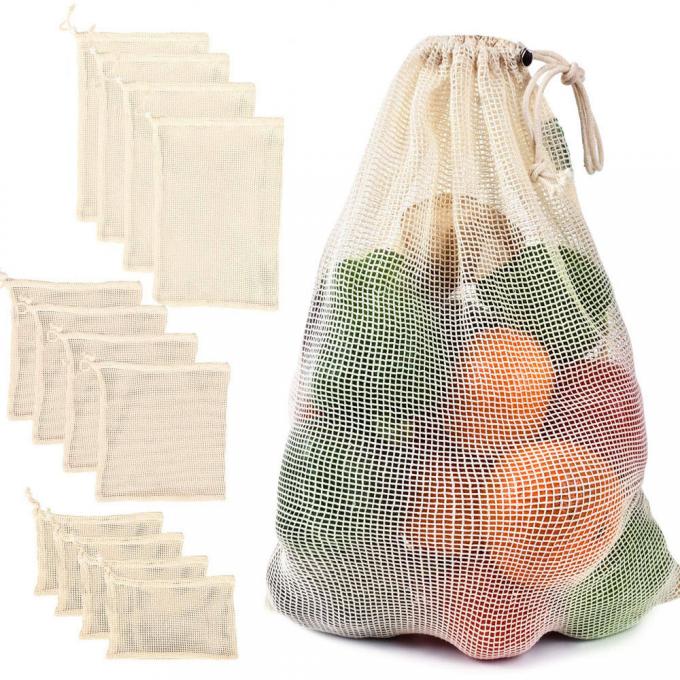 Custom Fruit and Vegetable Bag, Eco Friendly Reusable Grocery Tote Bags Organic Mesh Net Drawstring bags 2