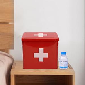 home medicine kit medicine chest with removable tray red medicine bin