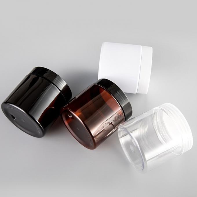Cosmetic Food Pack 100ml 150ml 200ml 250ml 300ml Amber Pet Plastic Cosmetic Cream Jar With White Black Lid 3