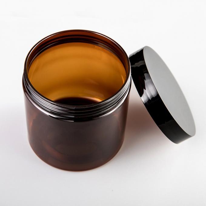 Cosmetic Food Pack 100ml 150ml 200ml 250ml 300ml Amber Pet Plastic Cosmetic Cream Jar With White Black Lid 6