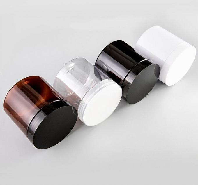 Cosmetic Food Pack 100ml 150ml 200ml 250ml 300ml Amber Pet Plastic Cosmetic Cream Jar With White Black Lid 7