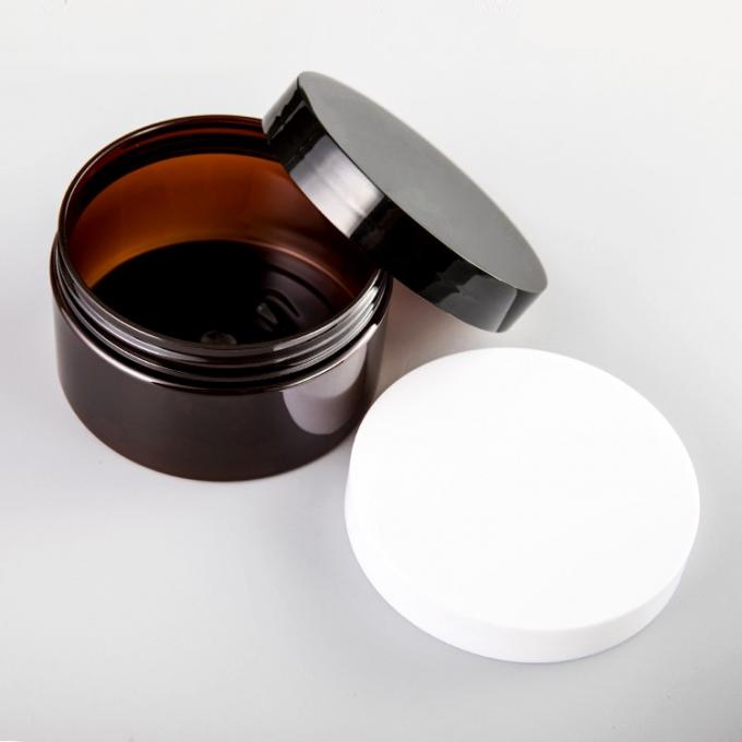 Cosmetic Food Pack 100ml 150ml 200ml 250ml 300ml Amber Pet Plastic Cosmetic Cream Jar With White Black Lid 8