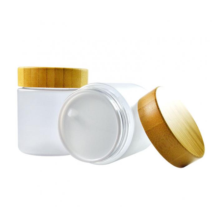 Eco-Friendly Natural Frosted Amber Clear Jars Containers Pot Body Butter Cosmetic Cream Jar With Bamboo Lid 7